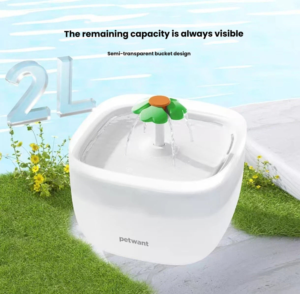 Petwant Automatic Cat Water Fountain, Quiet Filtered Flow