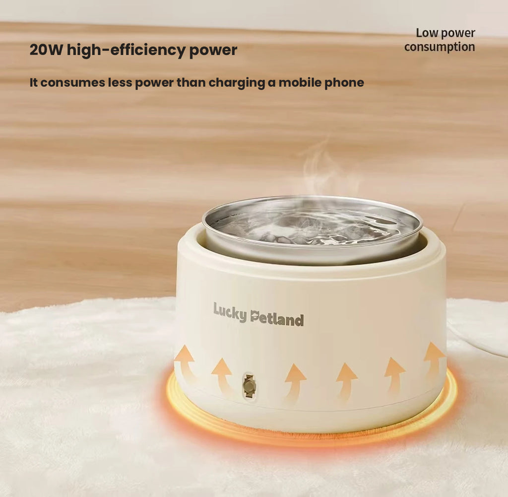 LuckyPetland Heated Pet Water Bowl, Temperature Control for Cats & Dogs