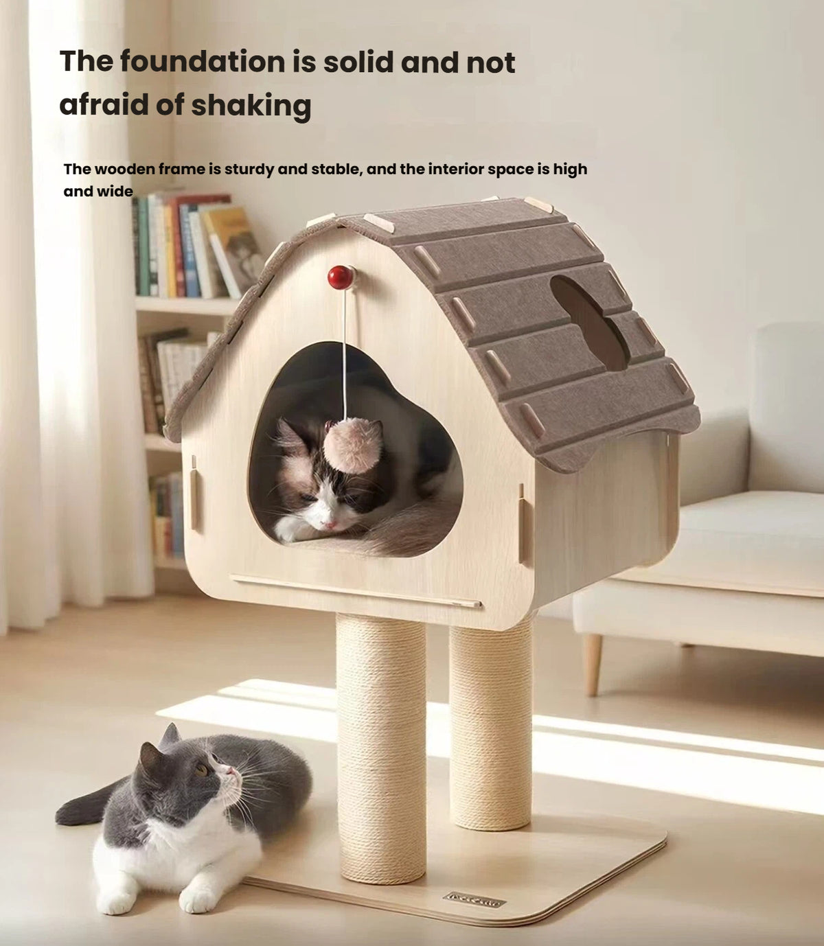 Petstar Rooftop Cat Tree with Scratching Post, Space-Saving Design