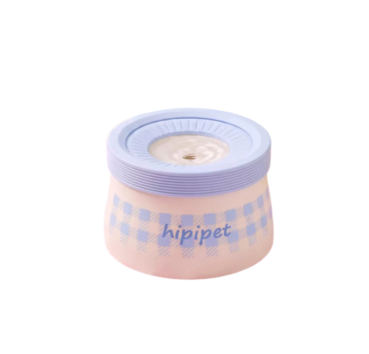 Blue gingham Hipipet 600 ml floating-disk pet water bowl