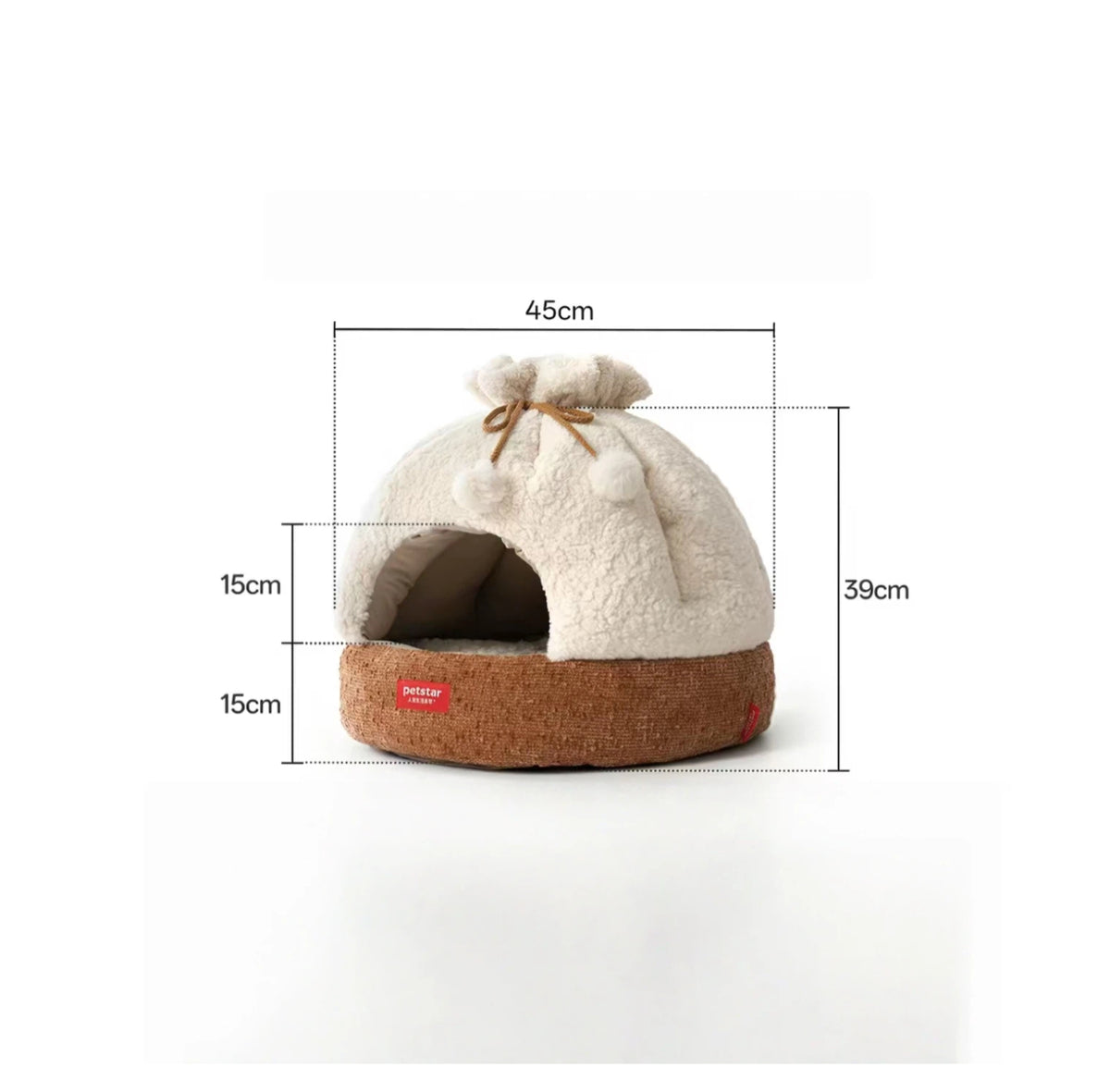 Petstar Plush Cat House, Warm Semi-Enclosed Washable Cat Bed