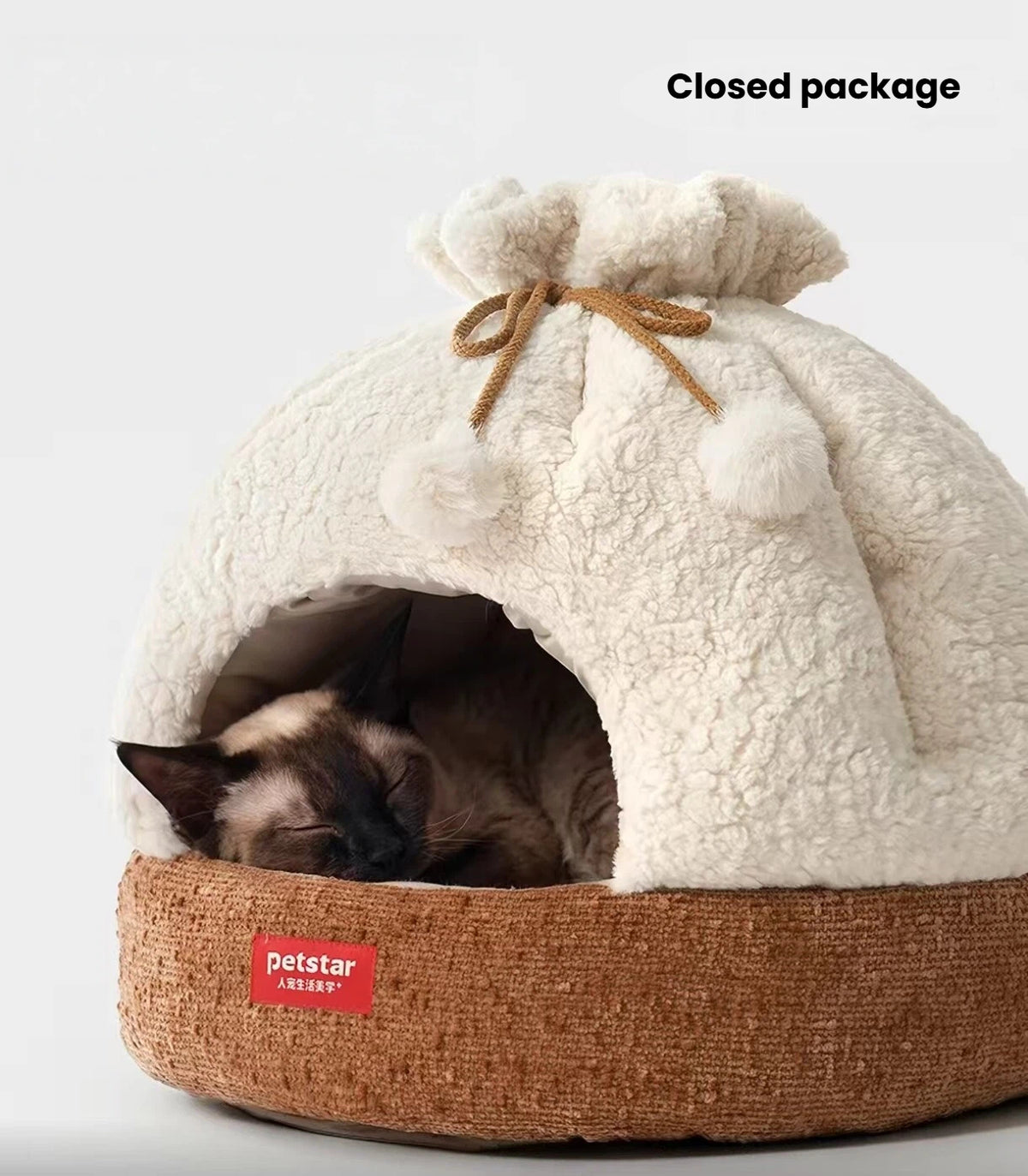 Petstar Plush Cat House, Warm Semi-Enclosed Washable Cat Bed