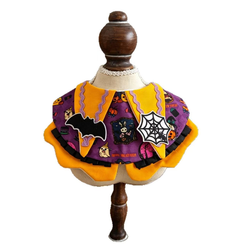 Halloween Pumpkin Pet Hat & Bib Collar for Cats & Small Dogs