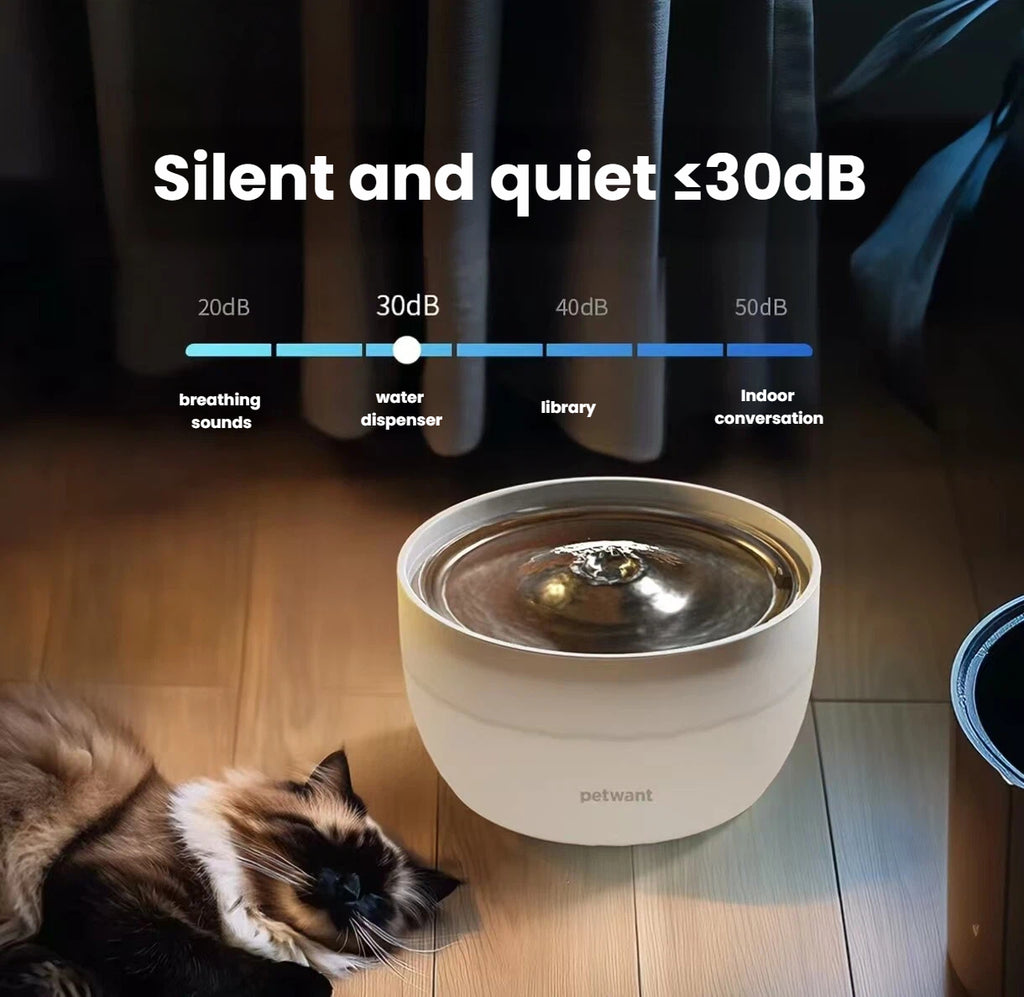 Petwant Automatic Cat Water Fountain, Filtered Flowing Water