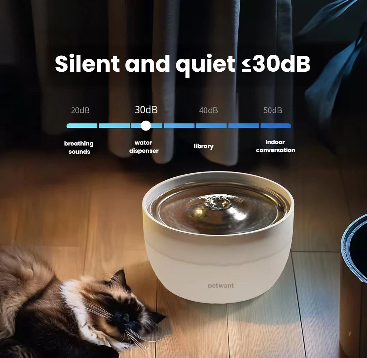 Petwant Automatic Cat Water Fountain, Filtered Flowing Water