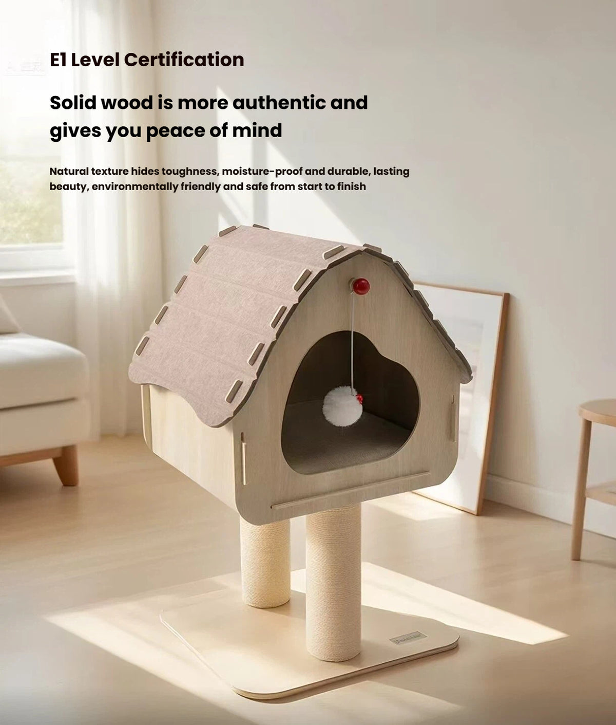 Petstar Rooftop Cat Tree with Scratching Post, Space-Saving Design
