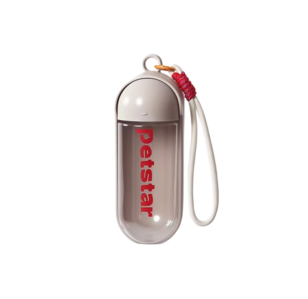 Beige Petstar 350ml foldable dog water bottle
