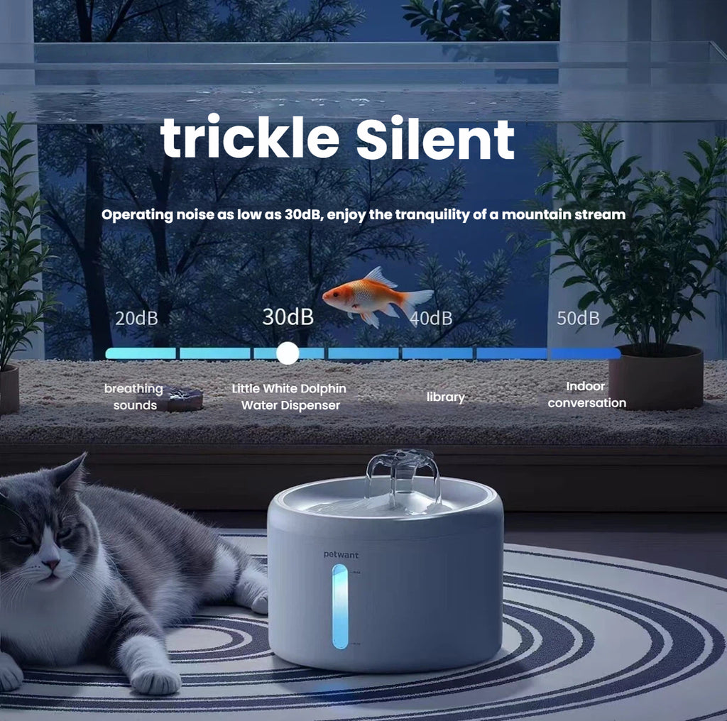 Petwant Automatic Cat Water Fountain, Flowing Water for Cats & Dogs