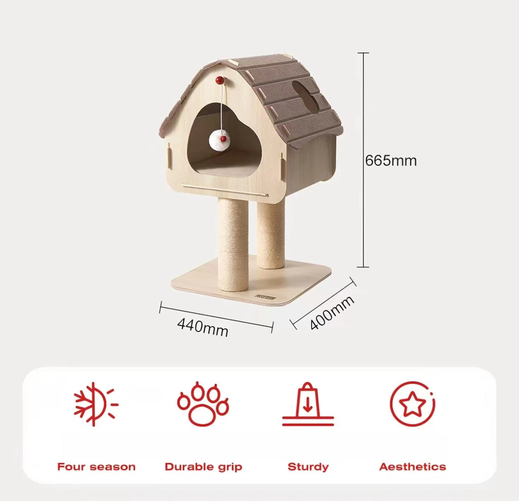 Petstar Rooftop Cat Tree with Scratching Post, Space-Saving Design