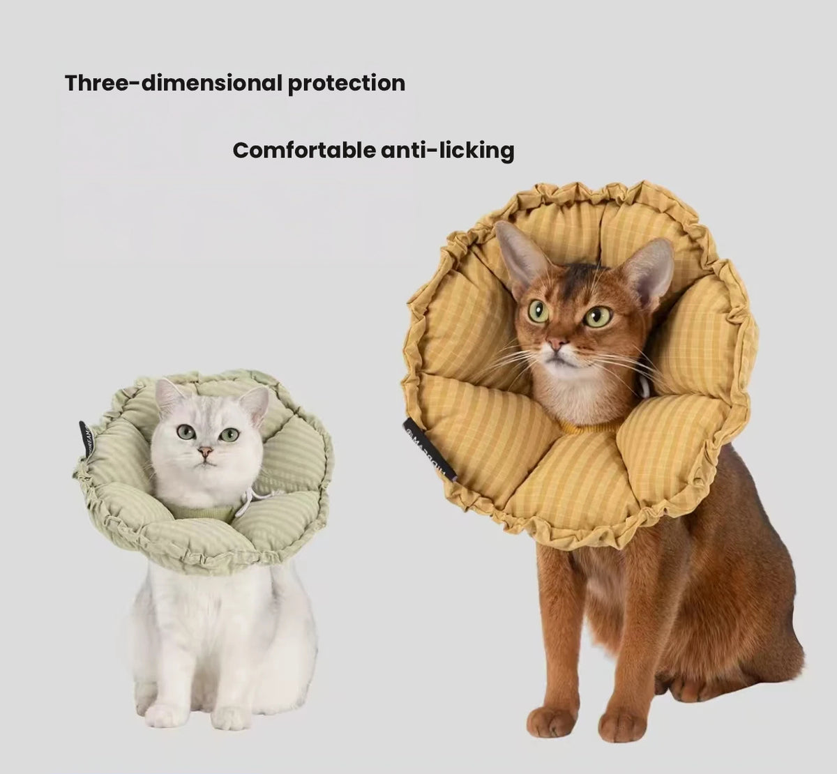 HiDREAM Waterproof Plaid Soft Pet Recovery Collar - Anti-Lick Cone for Cats, Kittens & Dogs