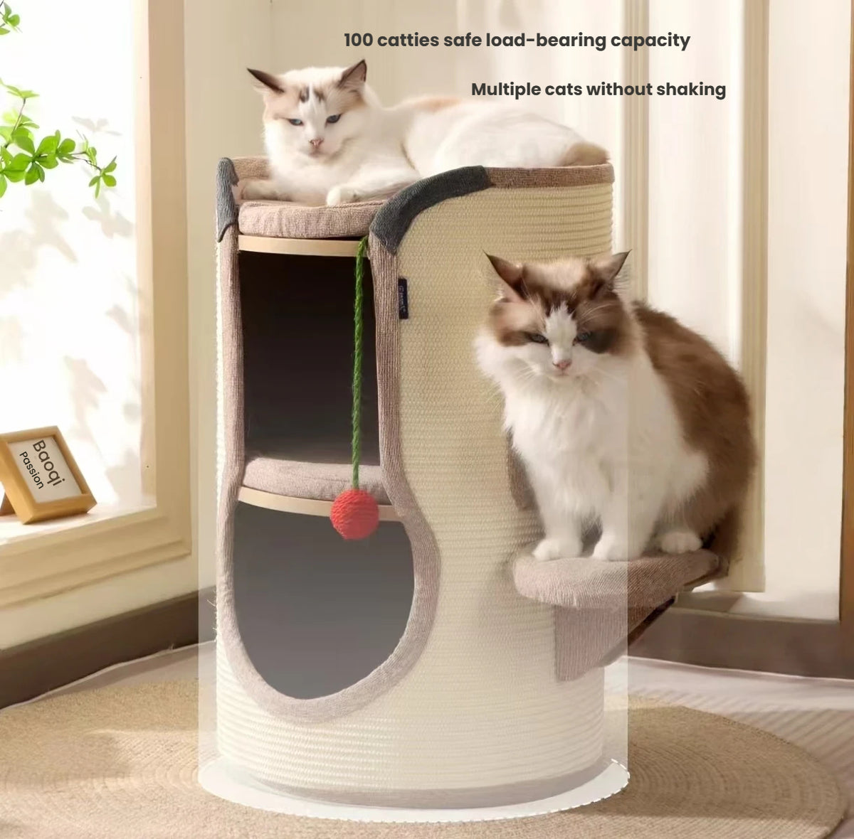 2-Tier Cat Tree House: All-Season Cat Bed with Scratcher