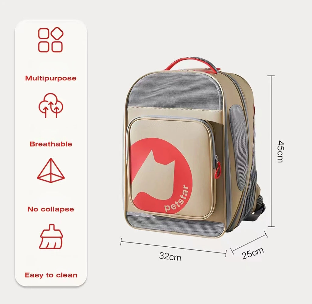 Petstar Expandable Pet Carrier Backpack, Breathable Cat & Dog Travel Bag