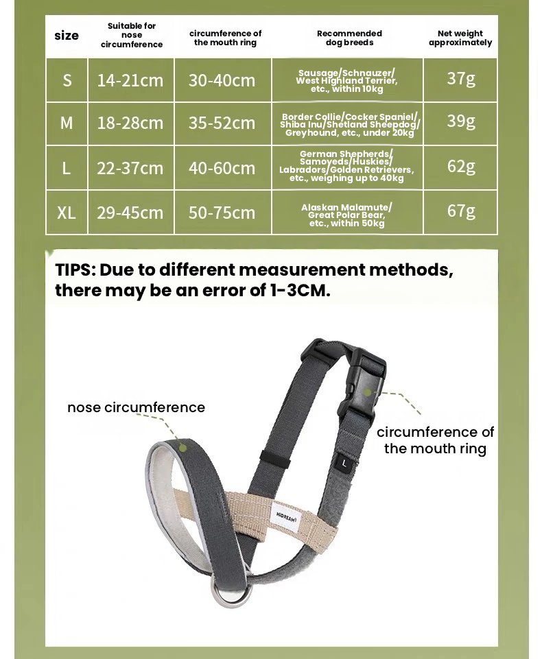 HiDREAM Adjustable Dog Muzzle – Medium & Large Dogs