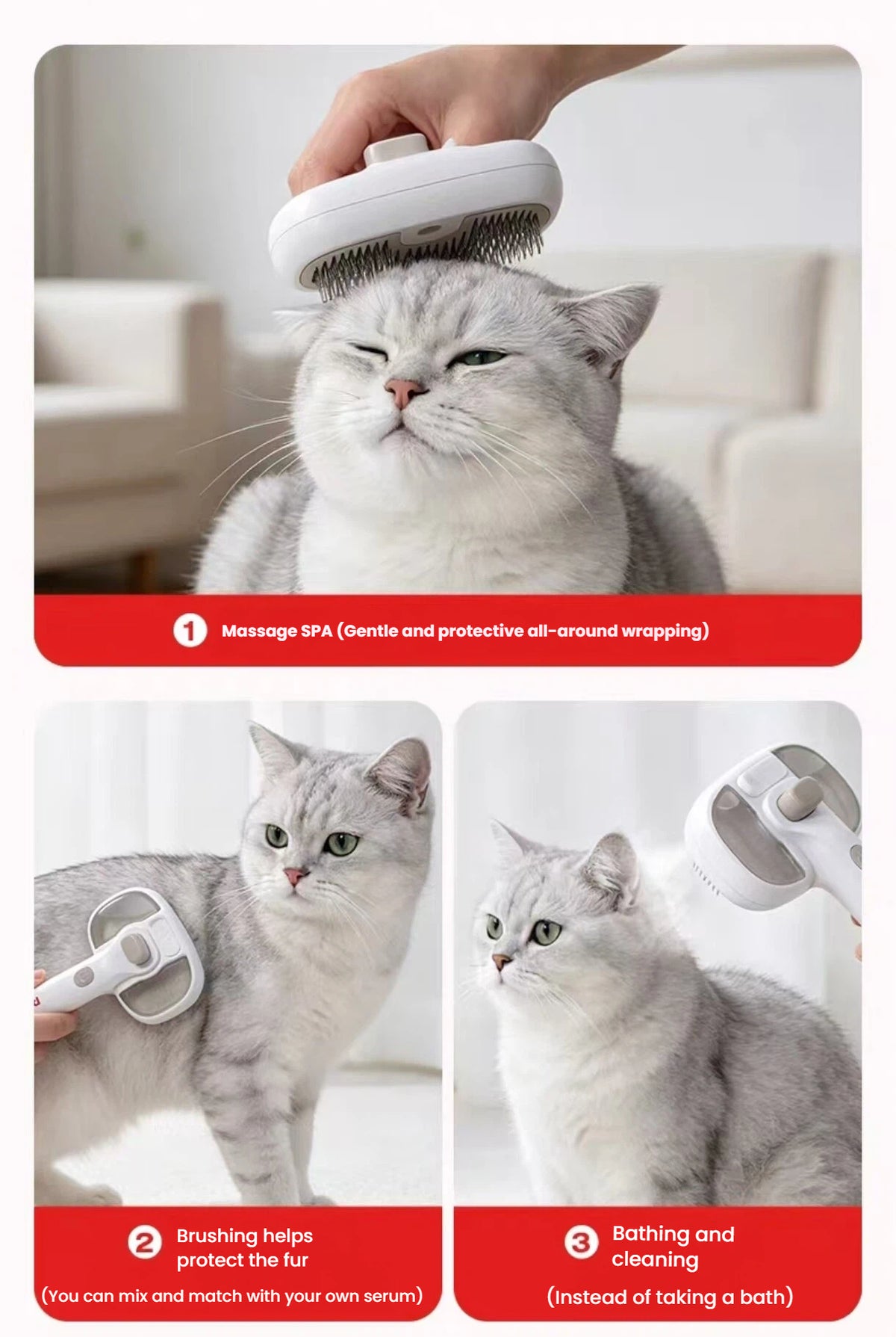 Petstar Spray Deshedding Brush for Cats & Dogs