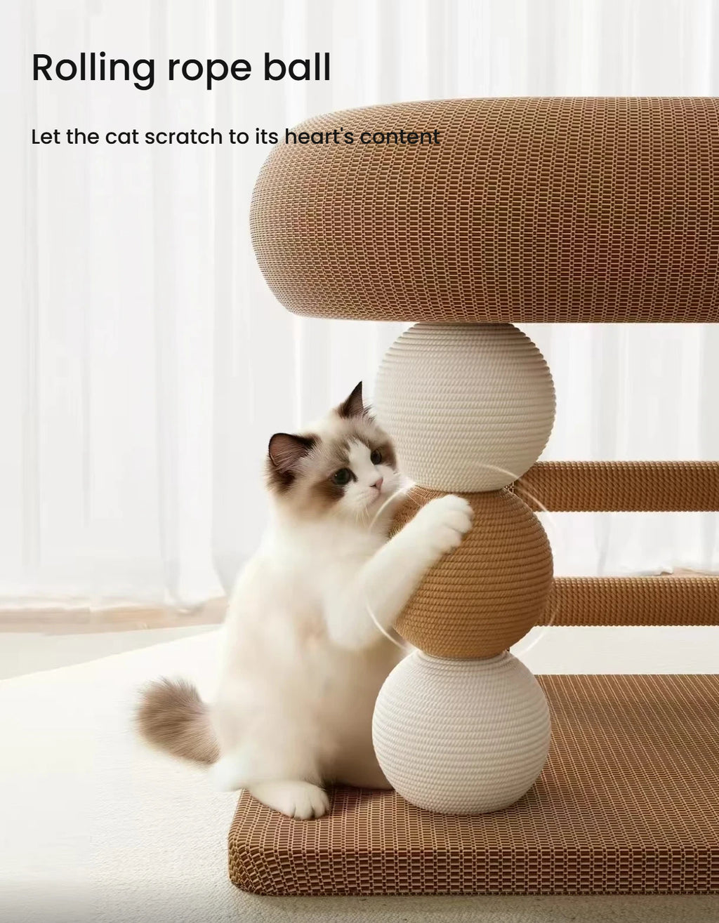Sisal Cat Scratcher Bed: Space-Saving Cat Tree & Toy