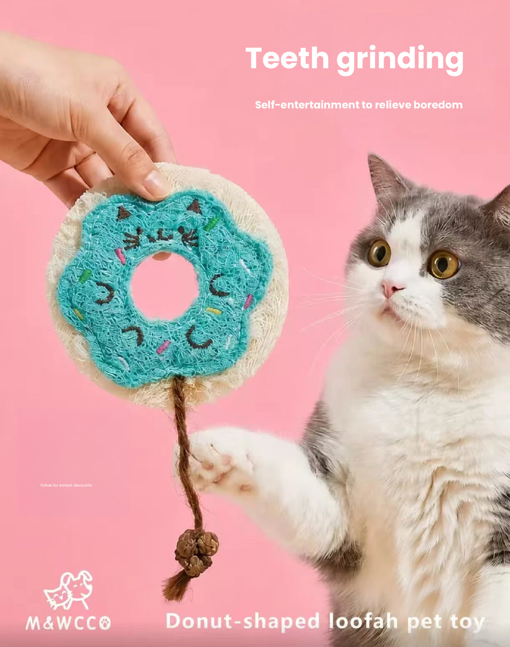 M&WCCO Natural Loofah & Gall Fruit Cat Toys - Catnip Teething Chew Teaser for Kittens