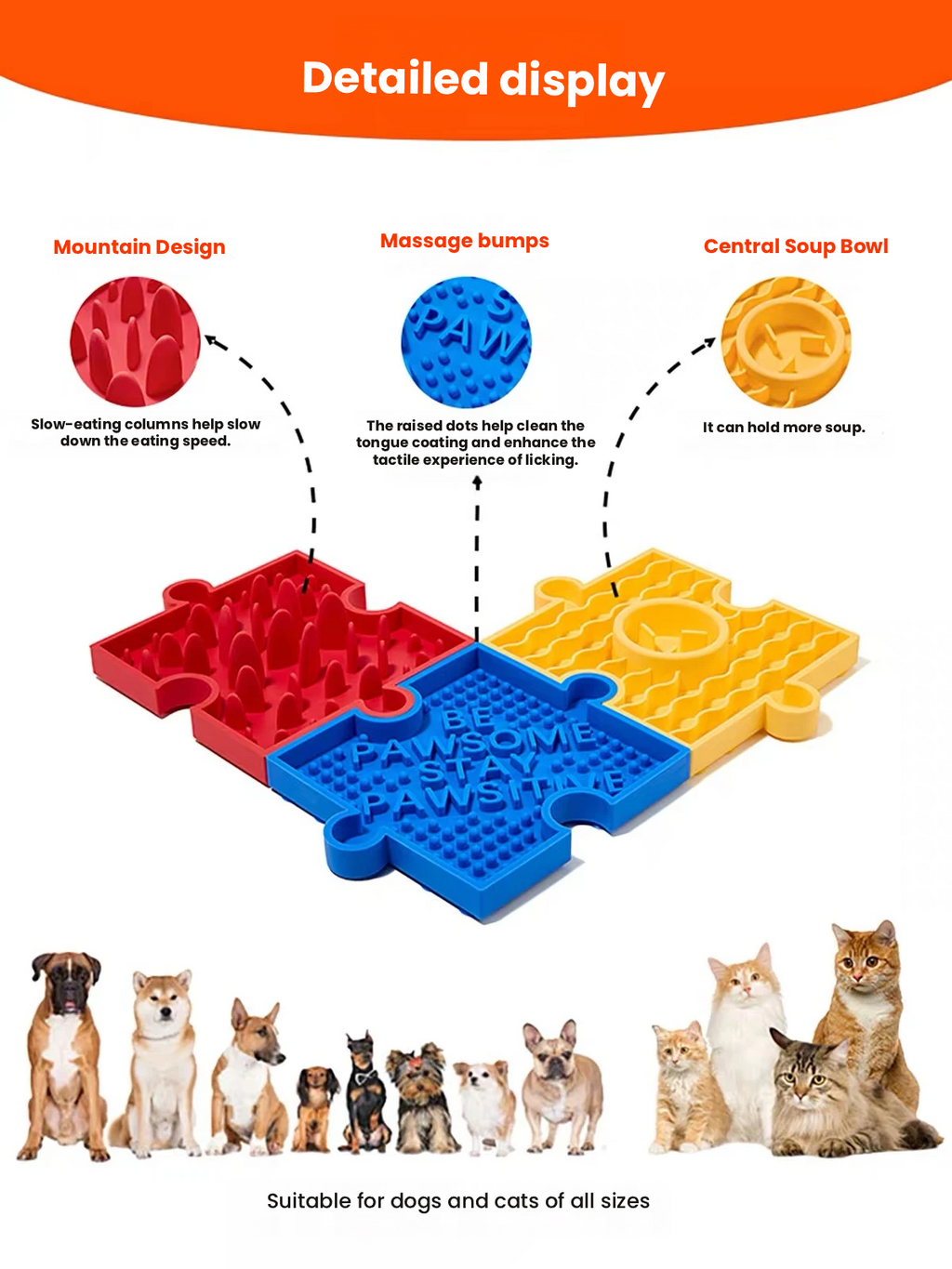 HOWGO Silicone Enrichment Mat – Slow Feeder & Lick Mat for Small & Medium Dogs