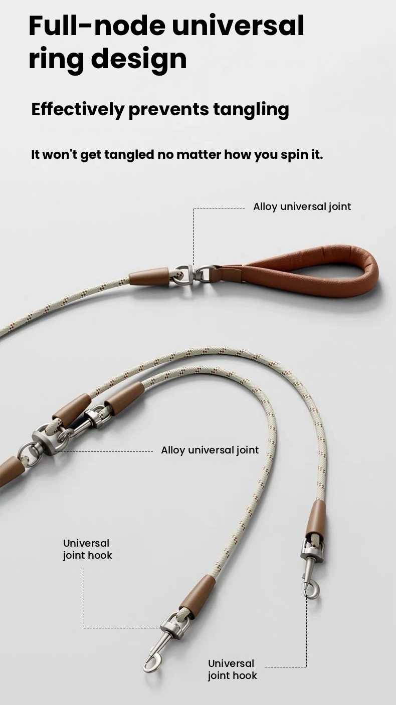 POPOCOLA Double Dog Lead – Tangle-Free Walking Leash for Two Dogs