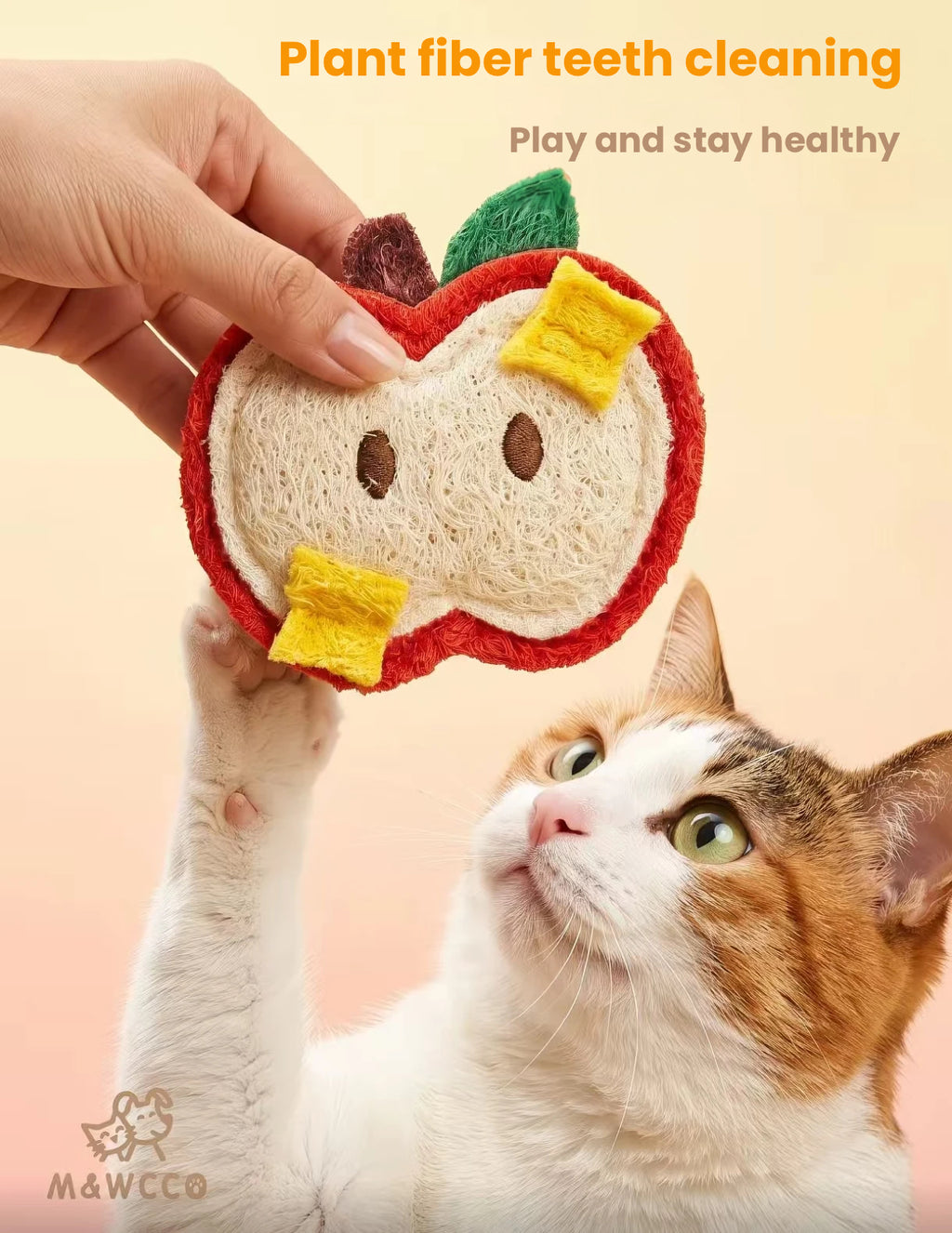 M&WCCO Natural Loofah & Silvervine Cat Toys - Catnip Teething Chew Toy for Cats & Kittens