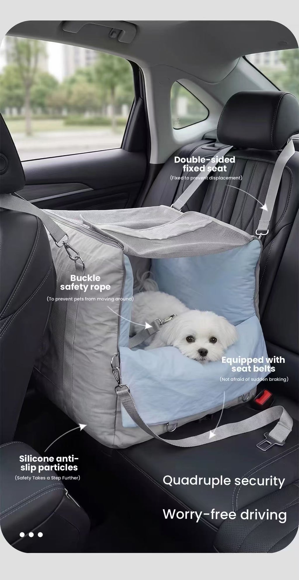 POPOCOLA Dog Car Seat Bed – Safe & Comfortable Travel Carrier for Small Dogs