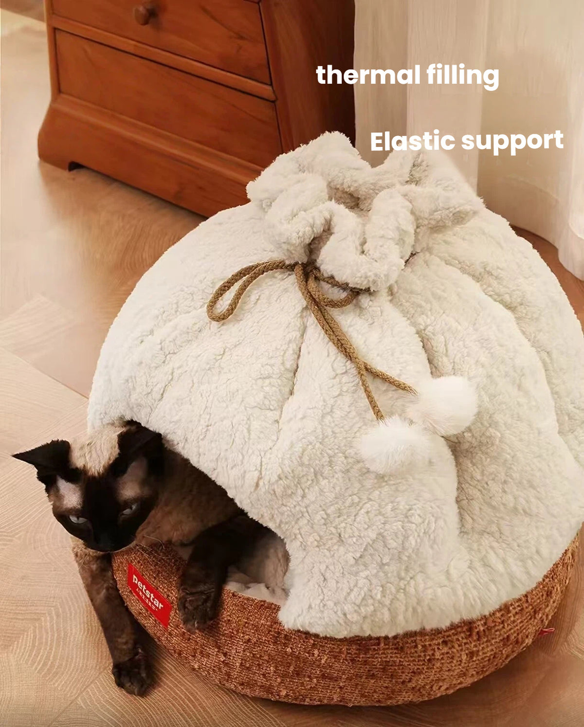 Petstar Plush Cat House, Warm Semi-Enclosed Washable Cat Bed