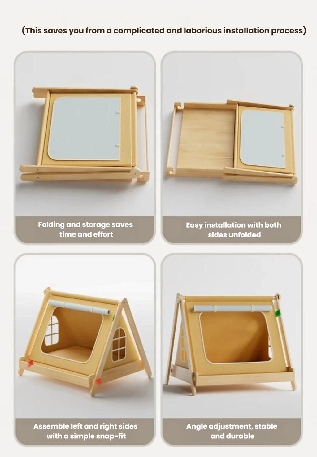 Wooden Cat Tent Bed: No-Assembly, All-Season & Semi-Enclosed