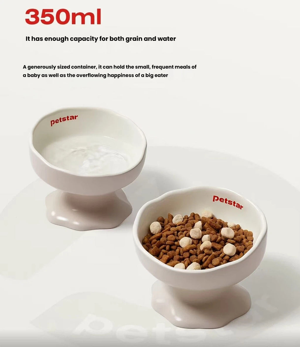 Petstar Elevated Ceramic Cat & Dog Bowl, Non-Slip Design