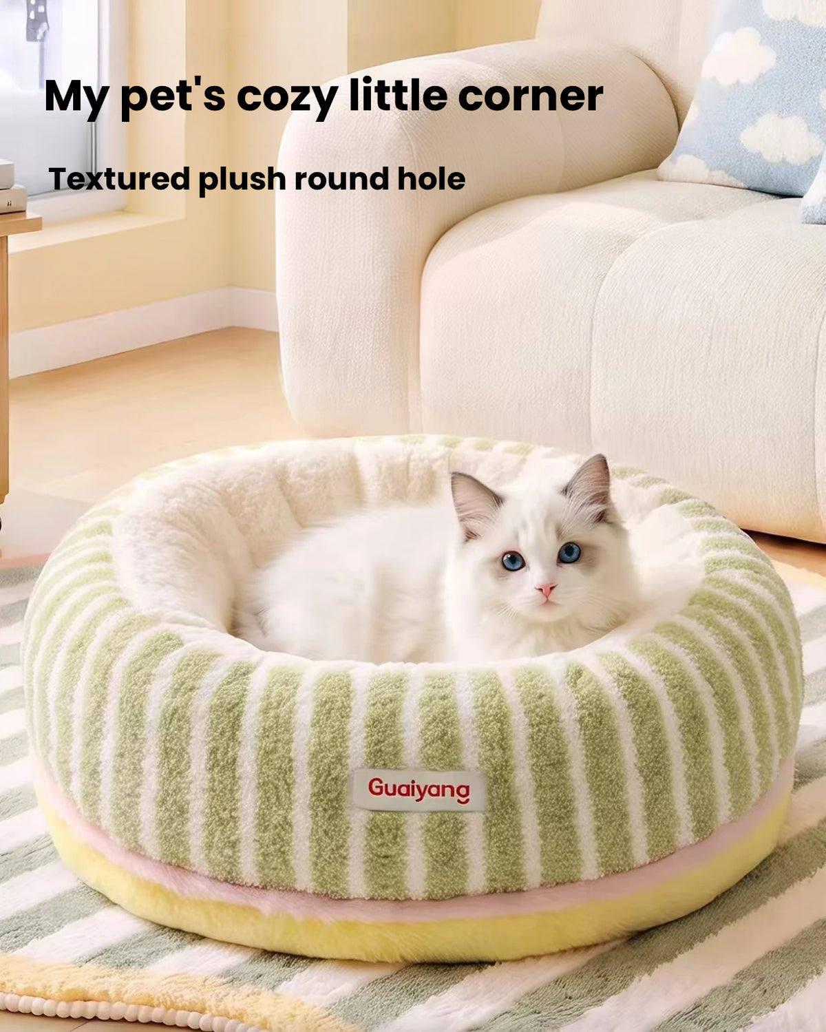 All-Season Semi-Enclosed Cat Sofa Bed - Thick Warm Security Pet Bed for Dogs