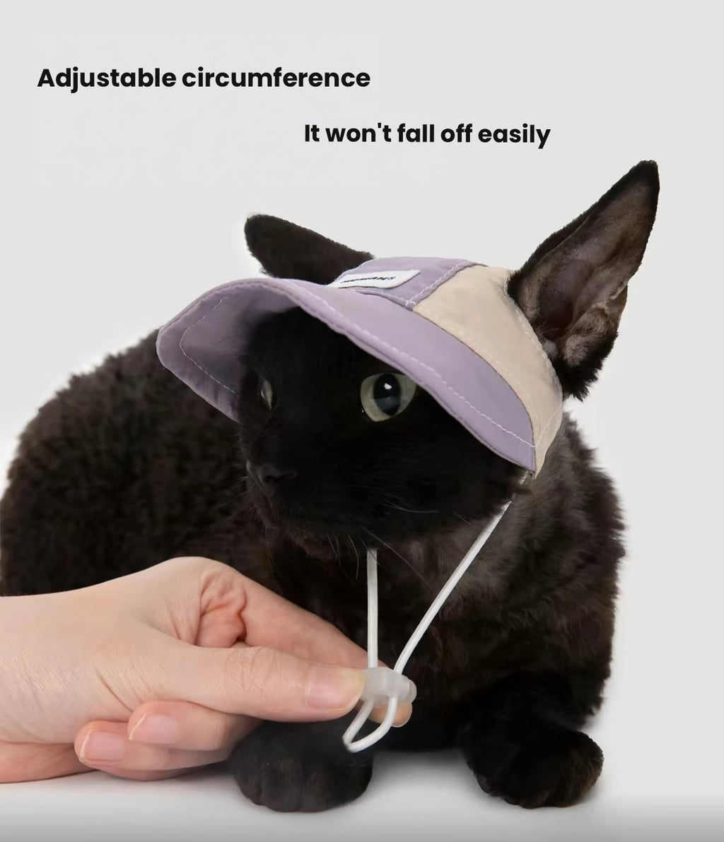 HiDREAM Cat Sun Hat with Ear Holes - Adjustable Sun Protection Cap for Cats