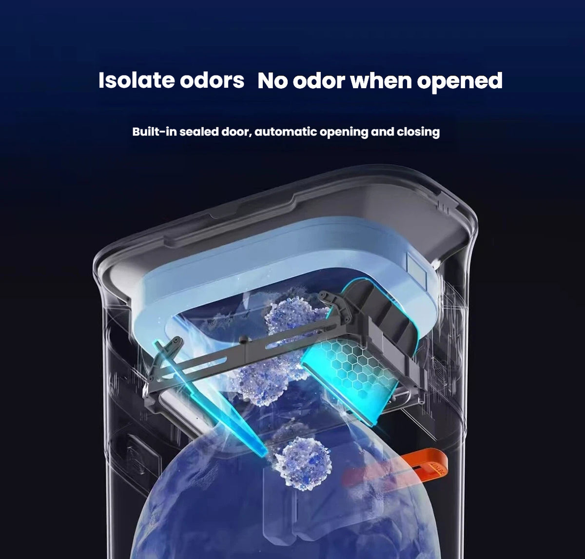 Sealed odour-control door inside the PETKIT litter waste bin
