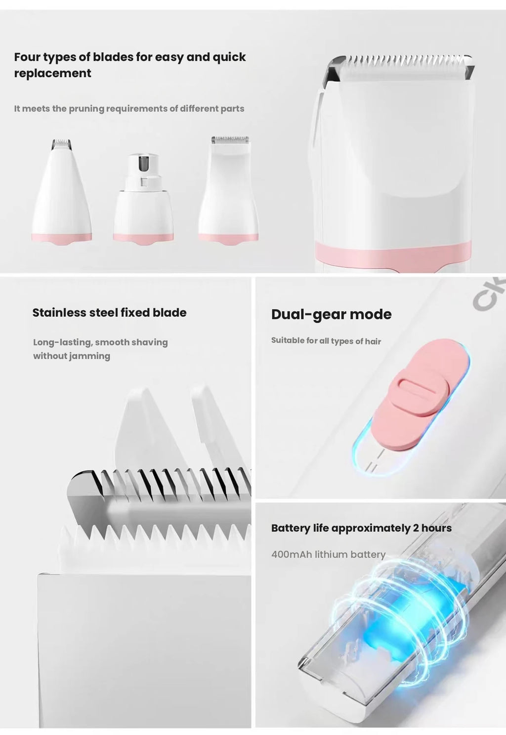 Ckin Pet 4-in-1 Pet Clippers for Cats & Dogs, Paw Trimmer