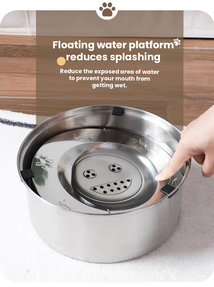 POPOCOLA Stainless Steel Floating Pet Water Bowl – Spill-Resistant Design