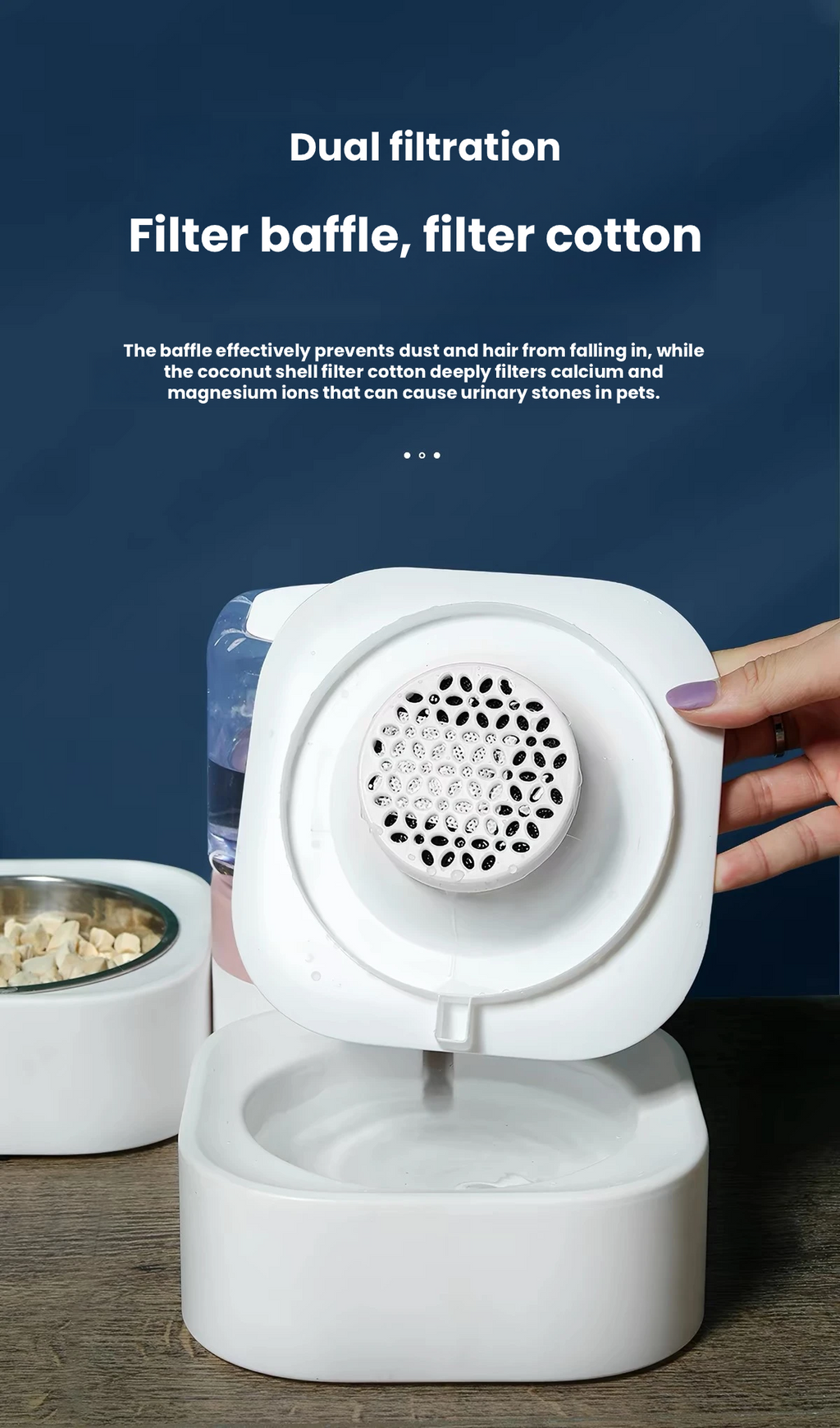 Madden Cordless Pet Water Fountain with Feeding Bowl – for Cats & Dogs