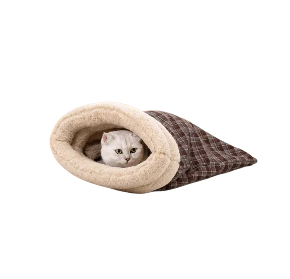 HiDREAM Covered Cave Cat Bed - Thick Warm Plush Sleeping Bag for Indoor Cats