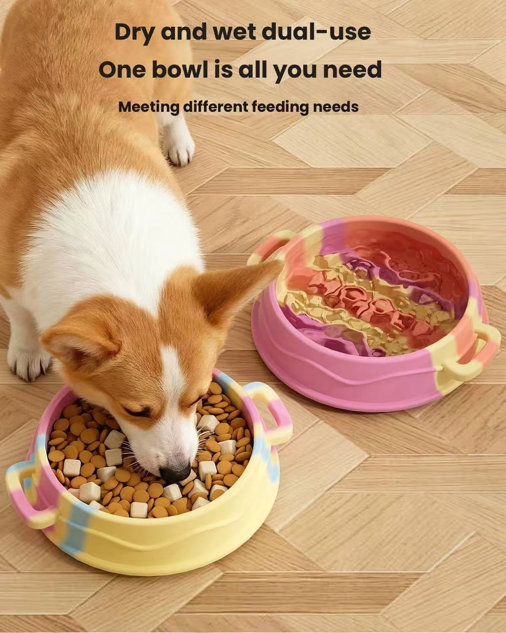 Hipidog Silicone Slow Feeder Dog Bowl for Small Dogs