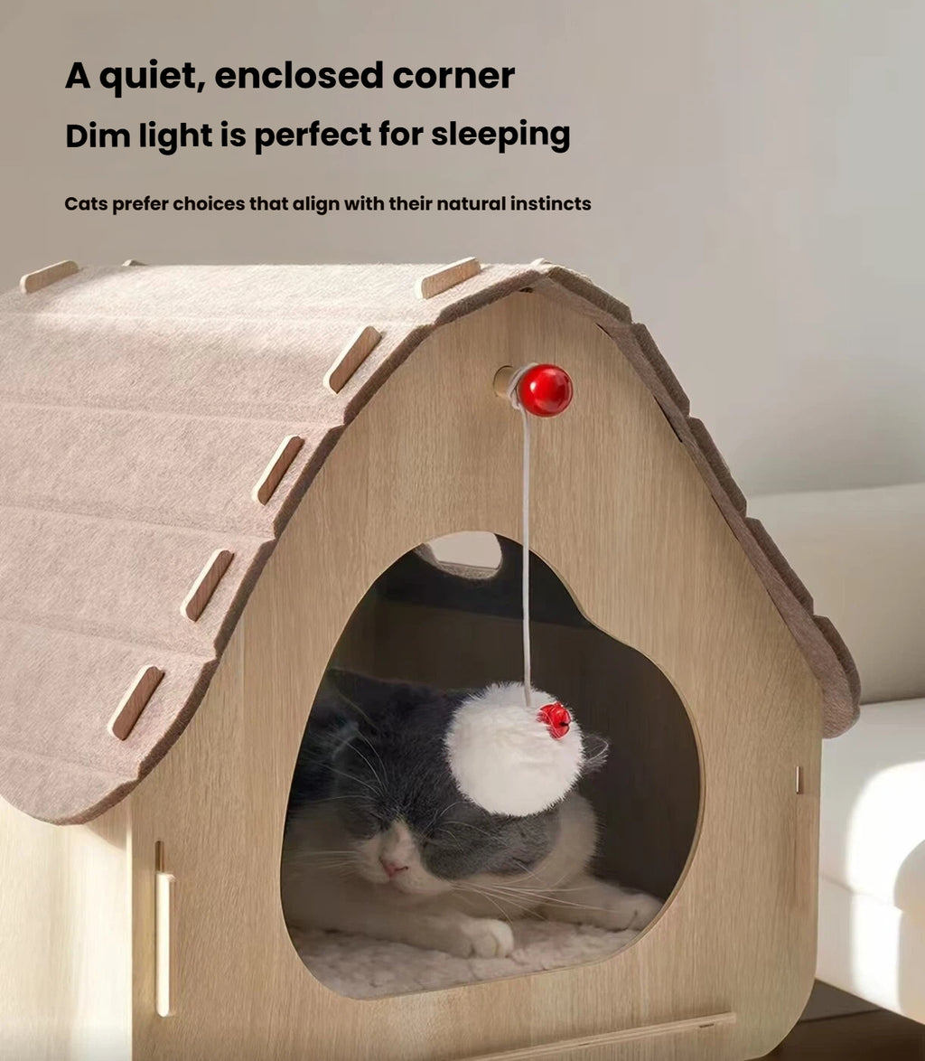 Petstar Rooftop Cat Tree with Scratching Post, Space-Saving Design