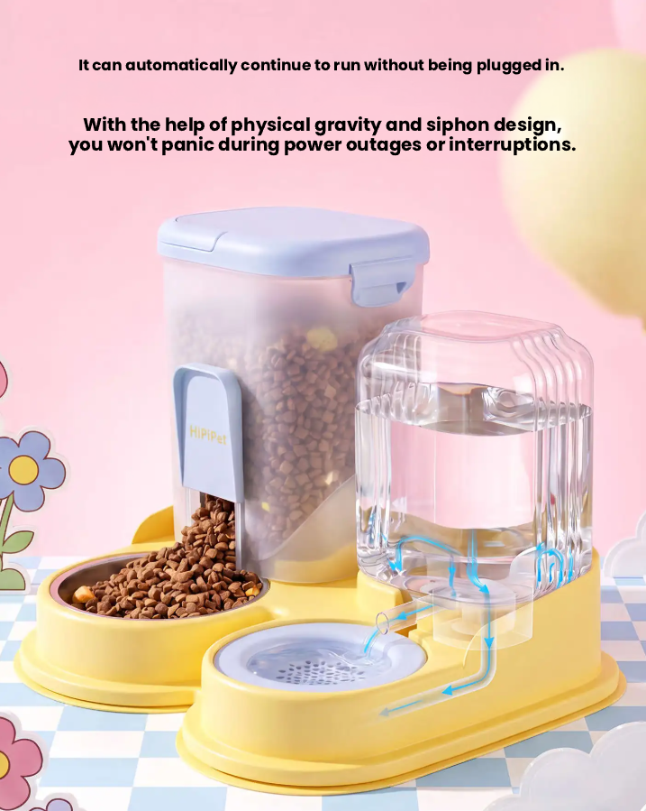 Hipidog Gravity Pet Feeder & Water Dispenser – Food & Water Bowl for Dogs & Cats