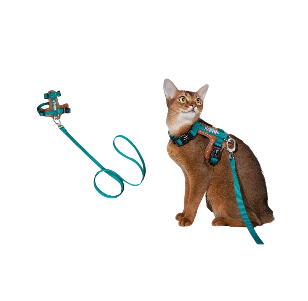 HiDREAM Leather Cat Harness and Leash Set - Adjustable Escape-Proof H-Style Vest