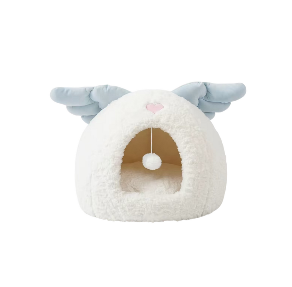 M&WCCO Cream Style Enclosed Cat Cave Bed - Large Warm Washable Nest for Chubby Cats & Ragdolls