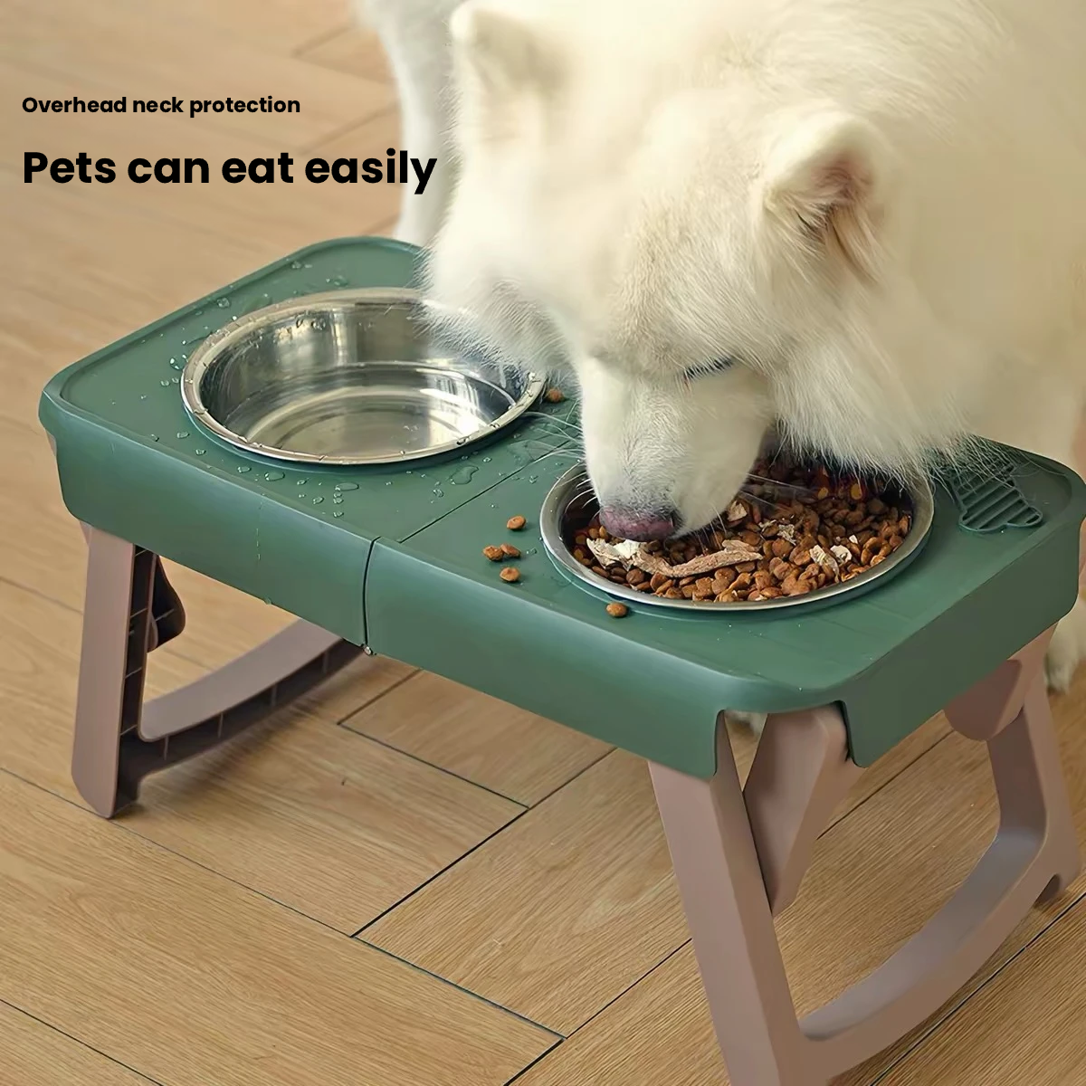 JKULnlnG Adjustable Raised Stainless Steel Dog Bowl