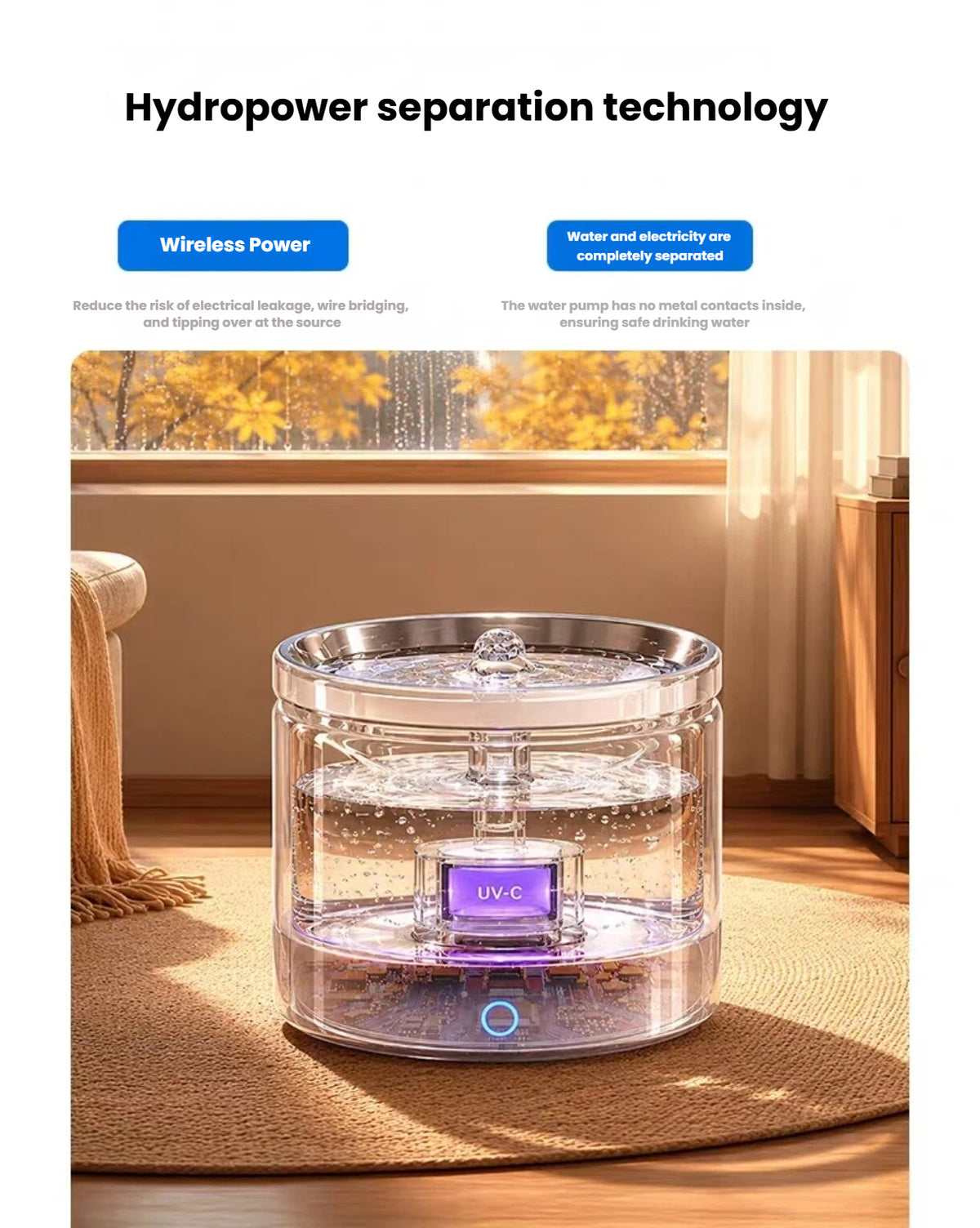 Scoci automatic pet fountain dimensions of 200 by 160 millimetres