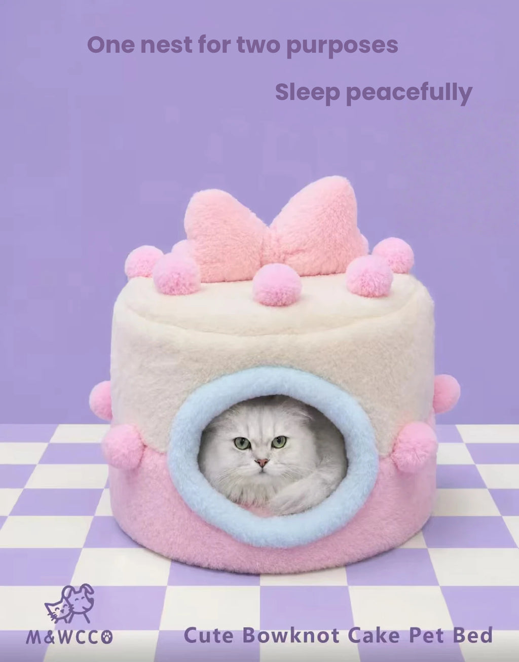 M&WCCO Soft Pink Enclosed Pet Cave Bed - Thickened Winter Warm Washable Nest for Cats & Dogs