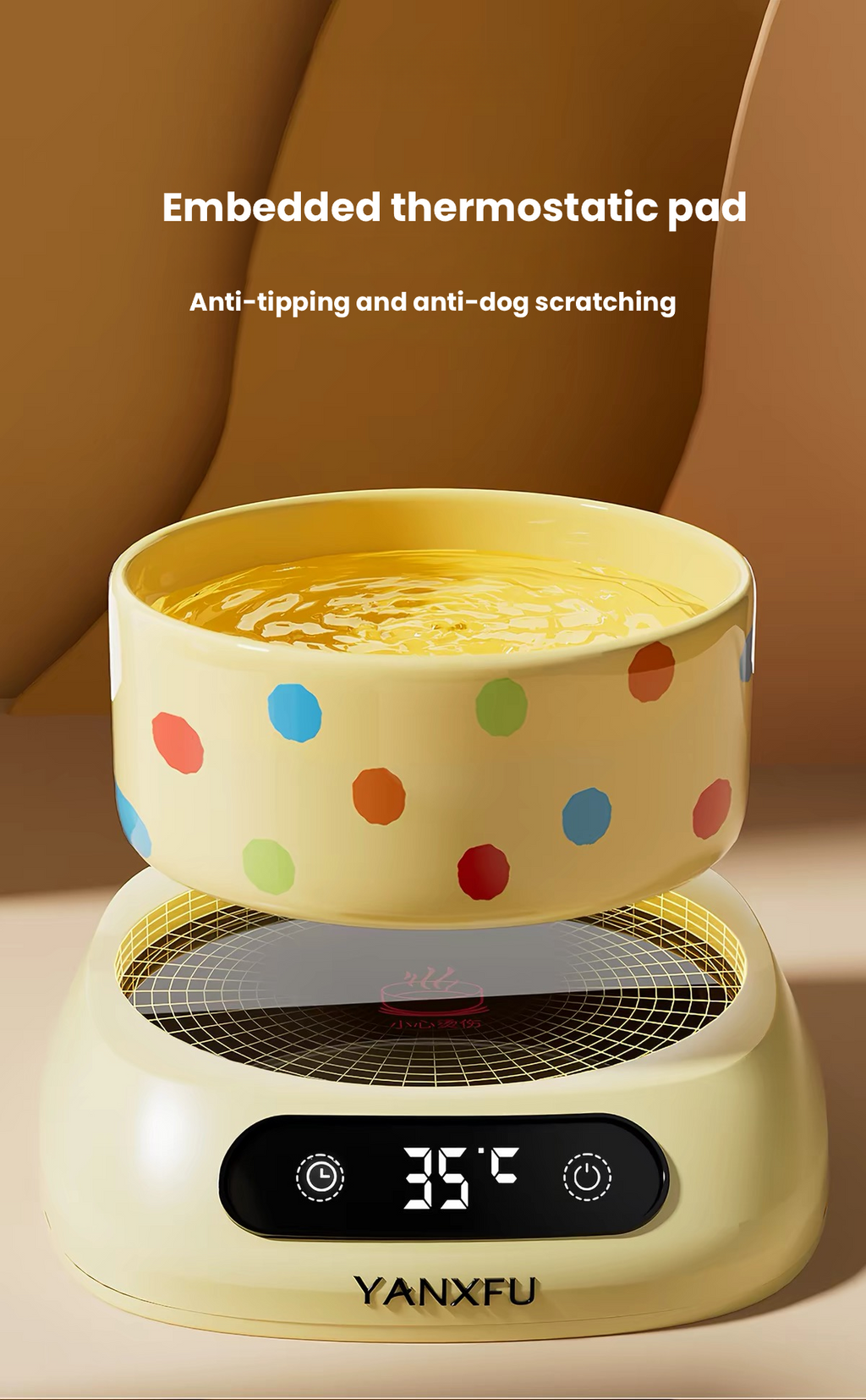 BNBNO Temperature-Controlled Heated Water Bowl for Dogs