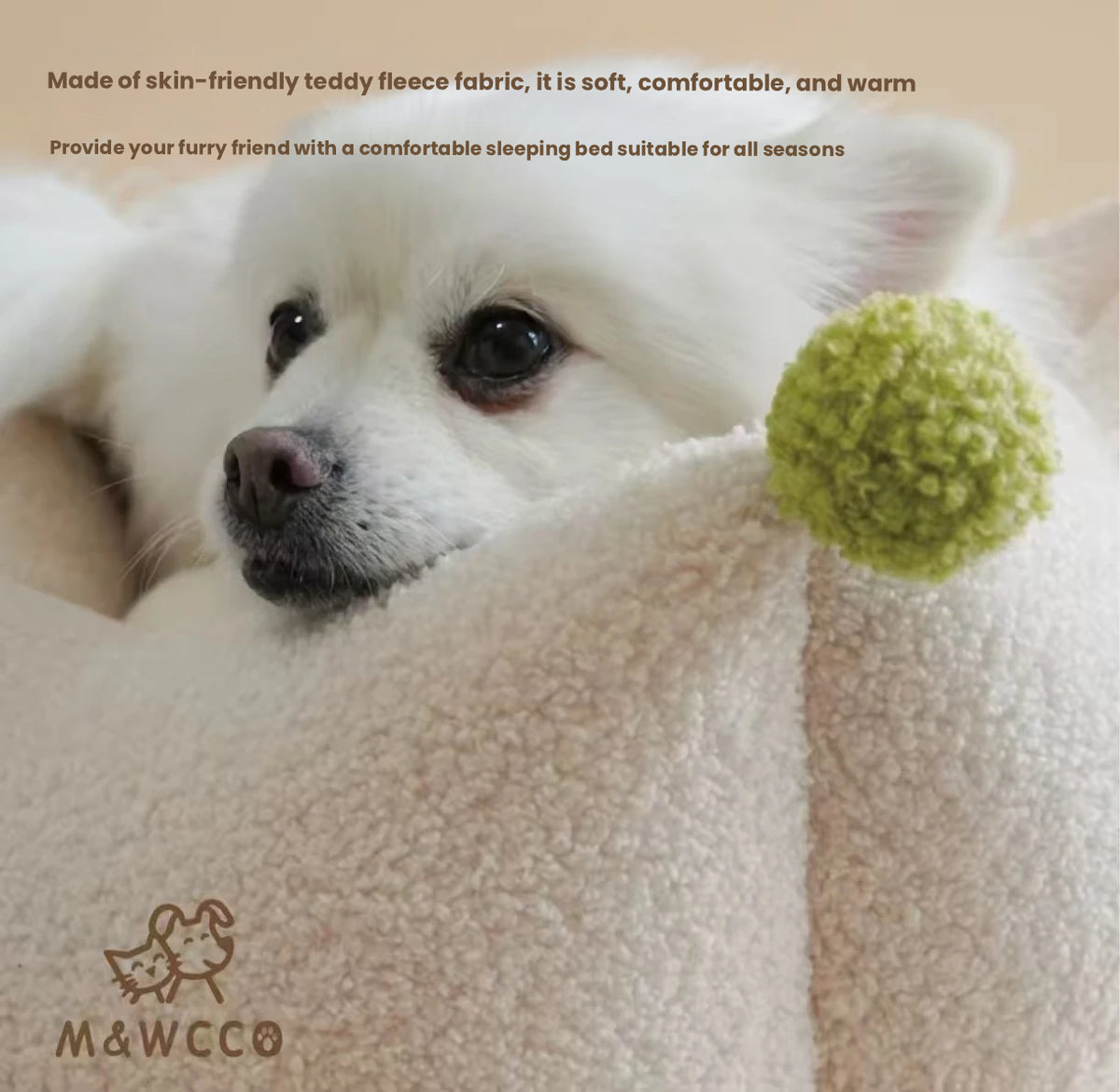 M&WCCO Original All-Season Pet Bed - Washable Deep Sleep Warm Cushion for Cats & Small Dogs
