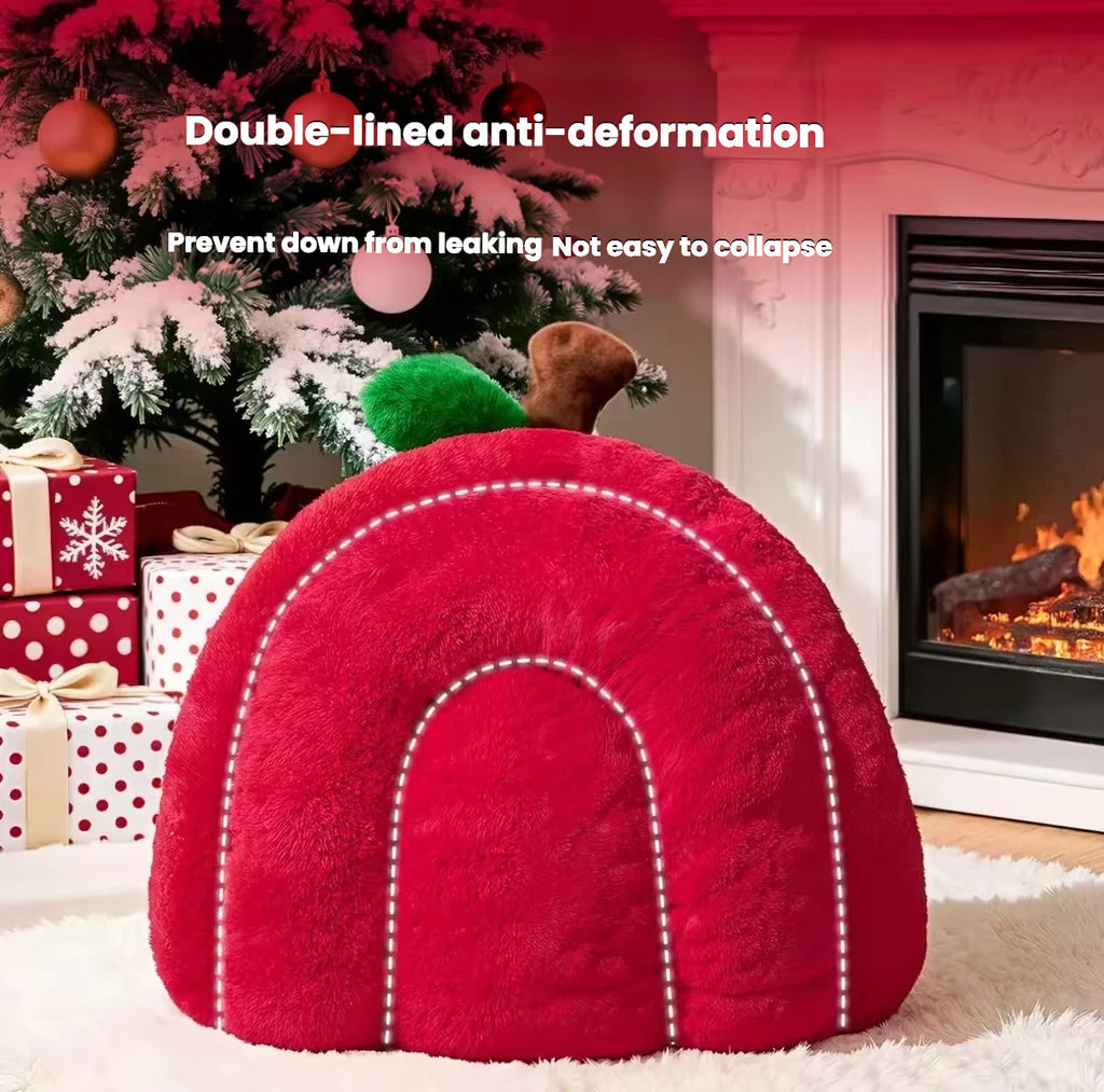 2026 New Year Winter Cat Bed: Thick, Warm & Semi-Enclosed Pet Bed