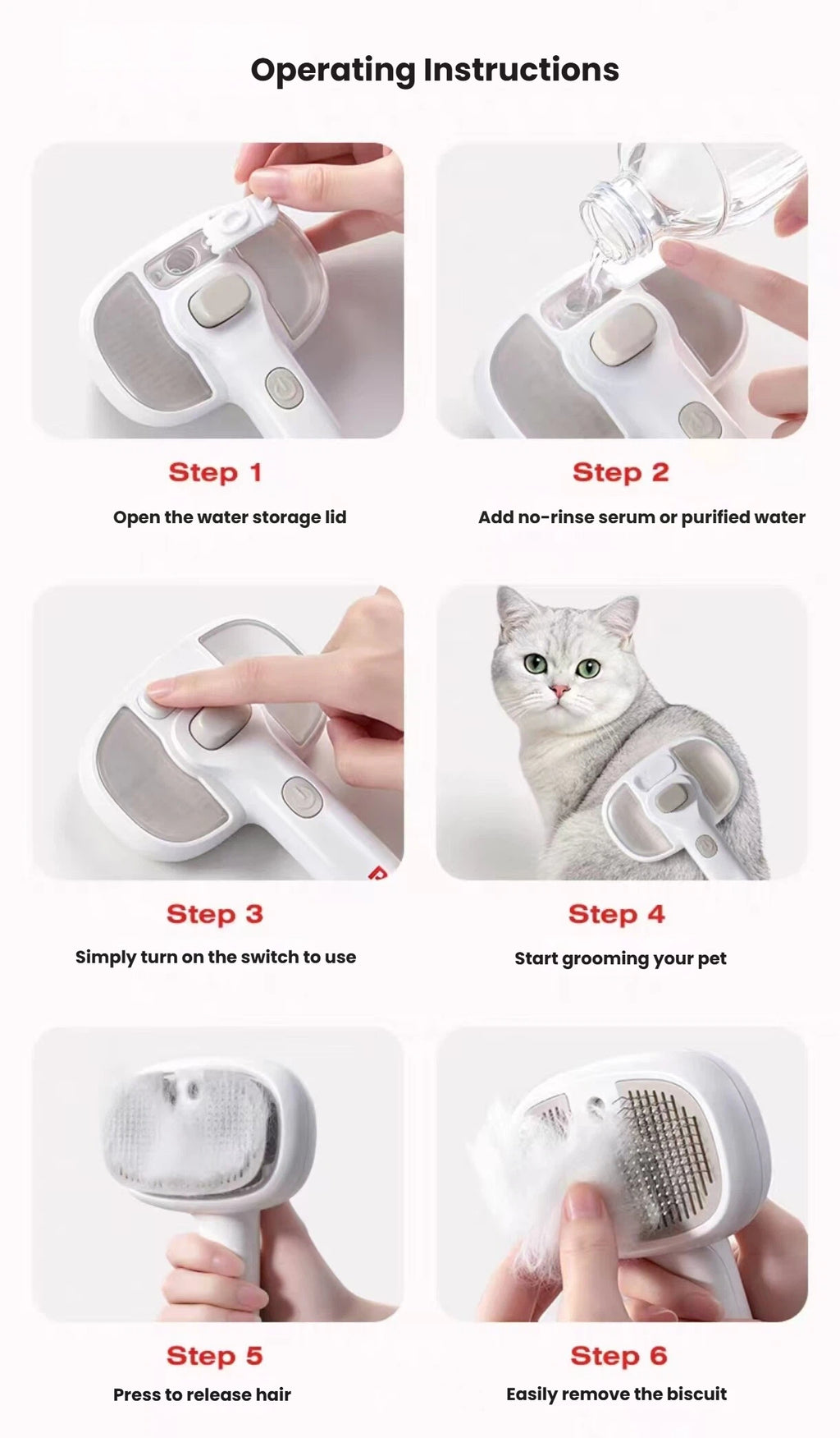 Petstar Spray Deshedding Brush for Cats & Dogs
