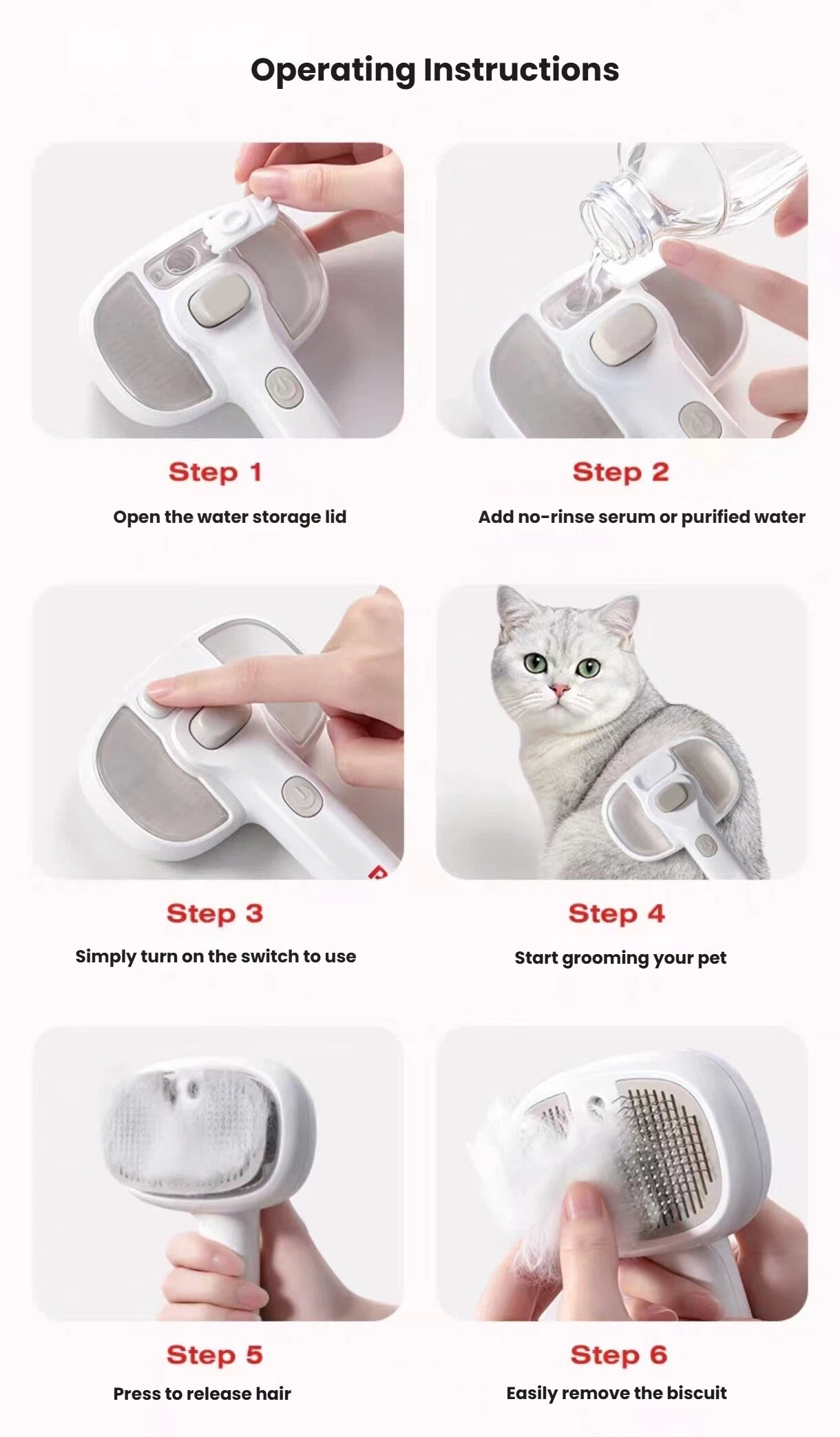 Petstar Spray Deshedding Brush for Cats & Dogs