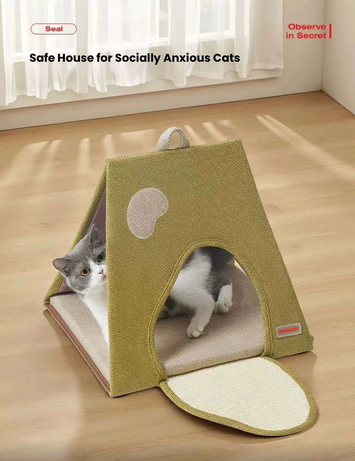 Petstar Foldable Cat Play House, Scratching Pad Tunnel Bed