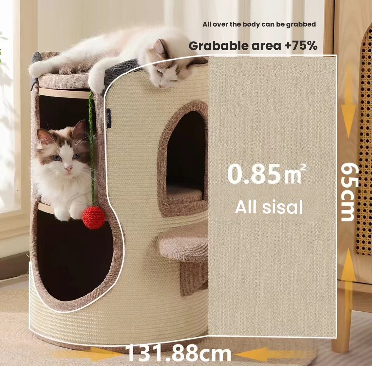 2-Tier Cat Tree House: All-Season Cat Bed with Scratcher