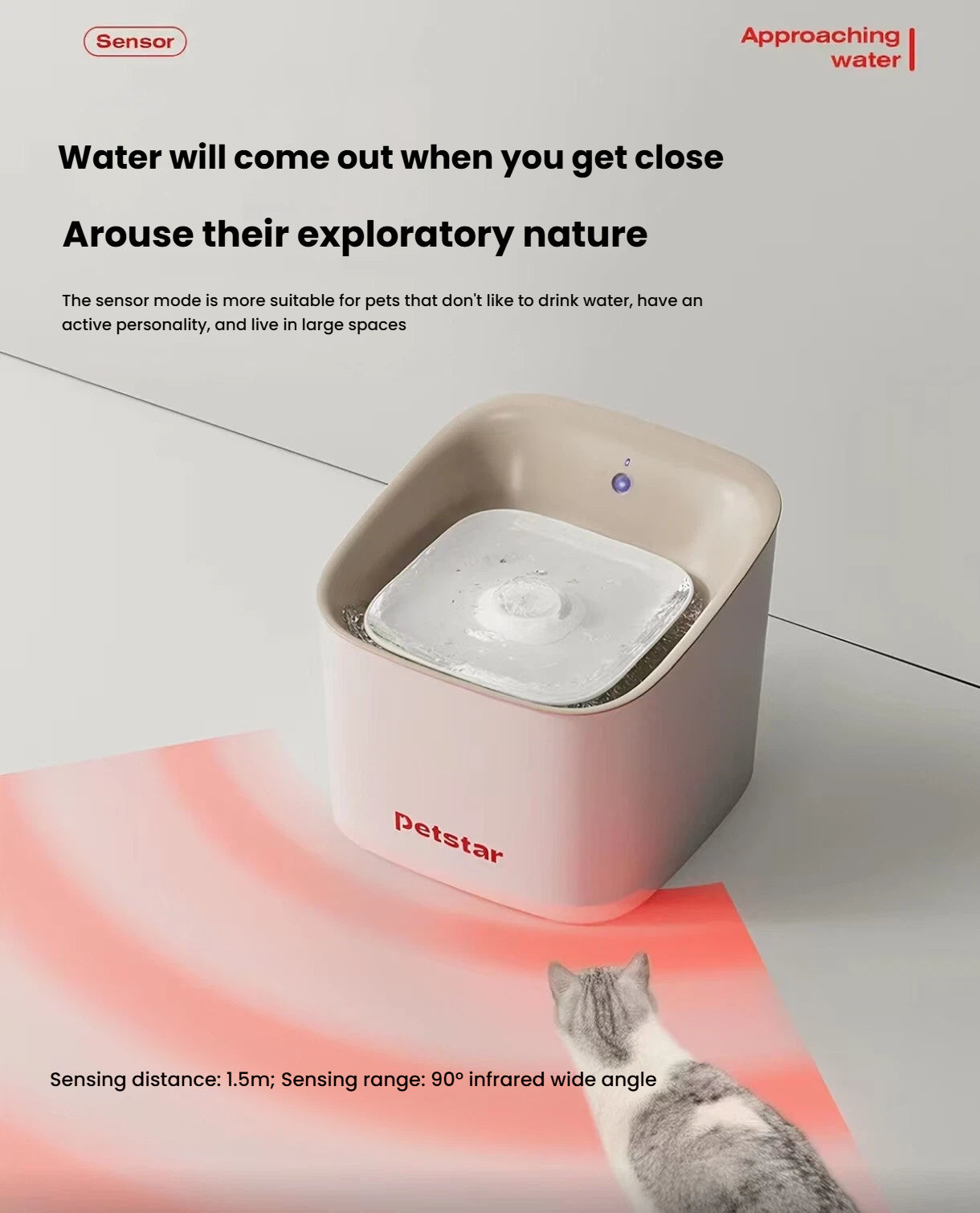 Petstar Cordless Automatic Cat Water Fountain with Motion Sensor